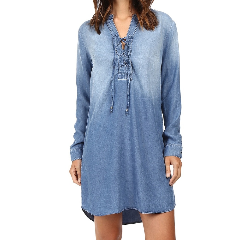 [3 for $15] Splendid Adelise Lace Up Chambray Denim Dress